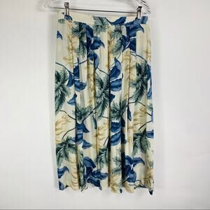 Crinkle Cotton Skirt Cream Yellow Blue Floral 12